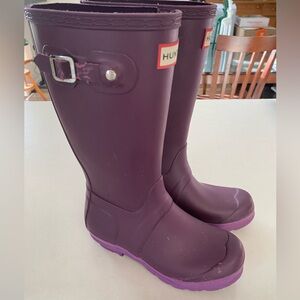 HUNTER TALL RAIN BOOTS WEATHER GALOSH PURPLE MAGENTA KIDS GIRLS SZ 3